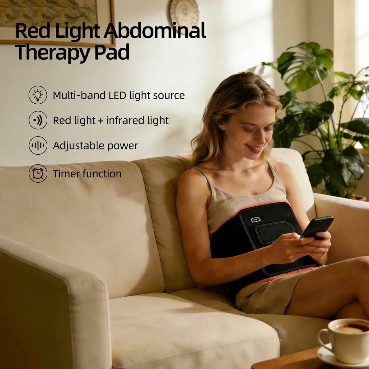 Red Light Therapy Wrap Belt for Back Pain Relief Near Infrared LED Heating Pad for Skin Care Slimming Fat Burner Body Shaper