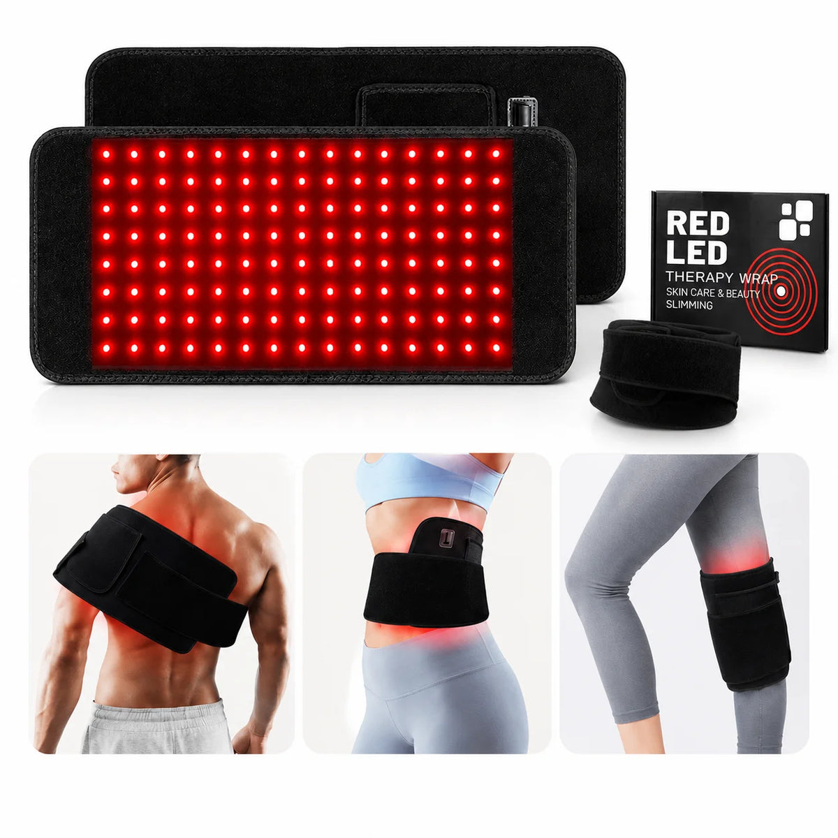 Red Light Therapy Wrap Belt for Back Pain Relief Near Infrared LED Heating Pad for Skin Care Slimming Fat Burner Body Shaper