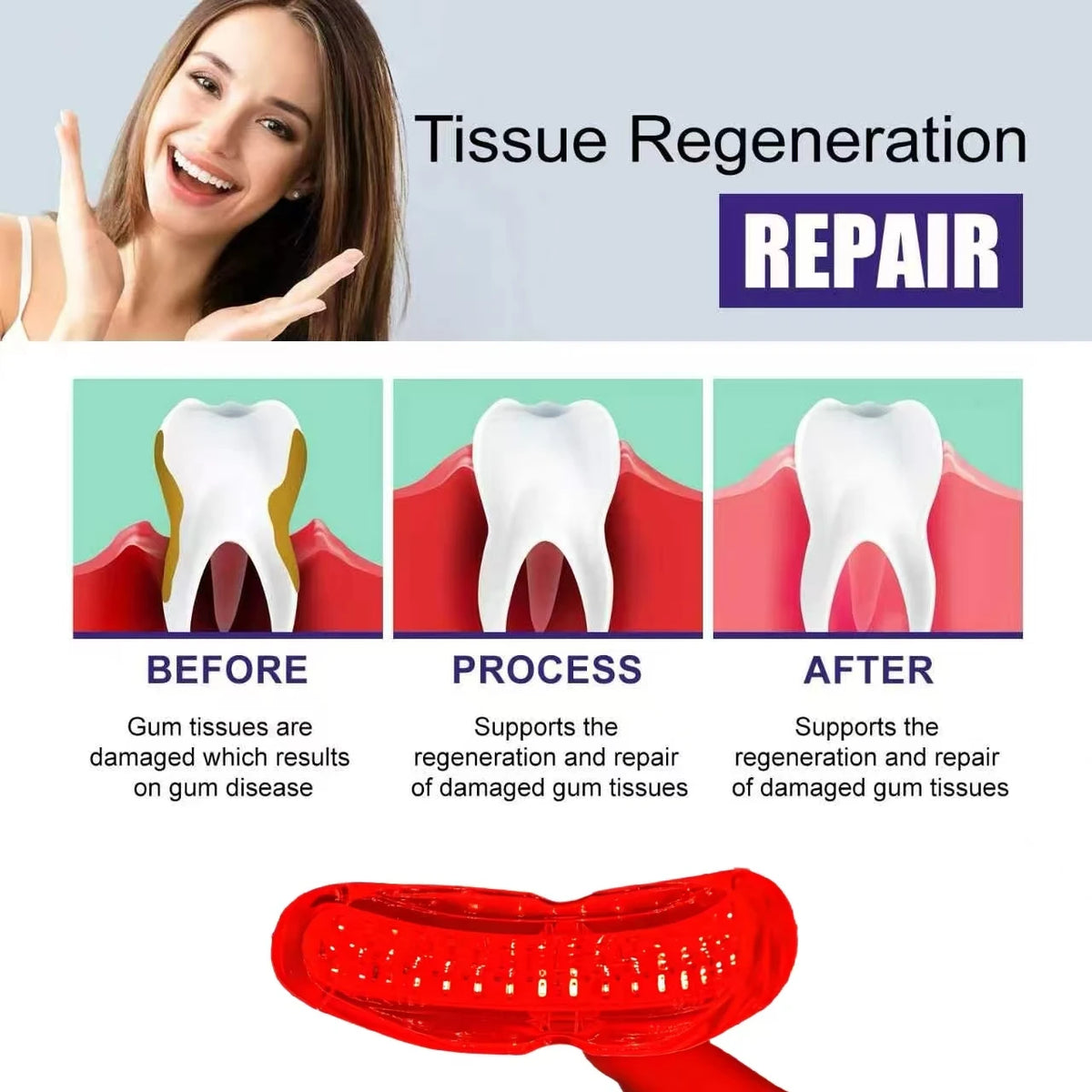 LED Infrared Light, Portable Treatment to Relieve Pain and Whiten Teeth