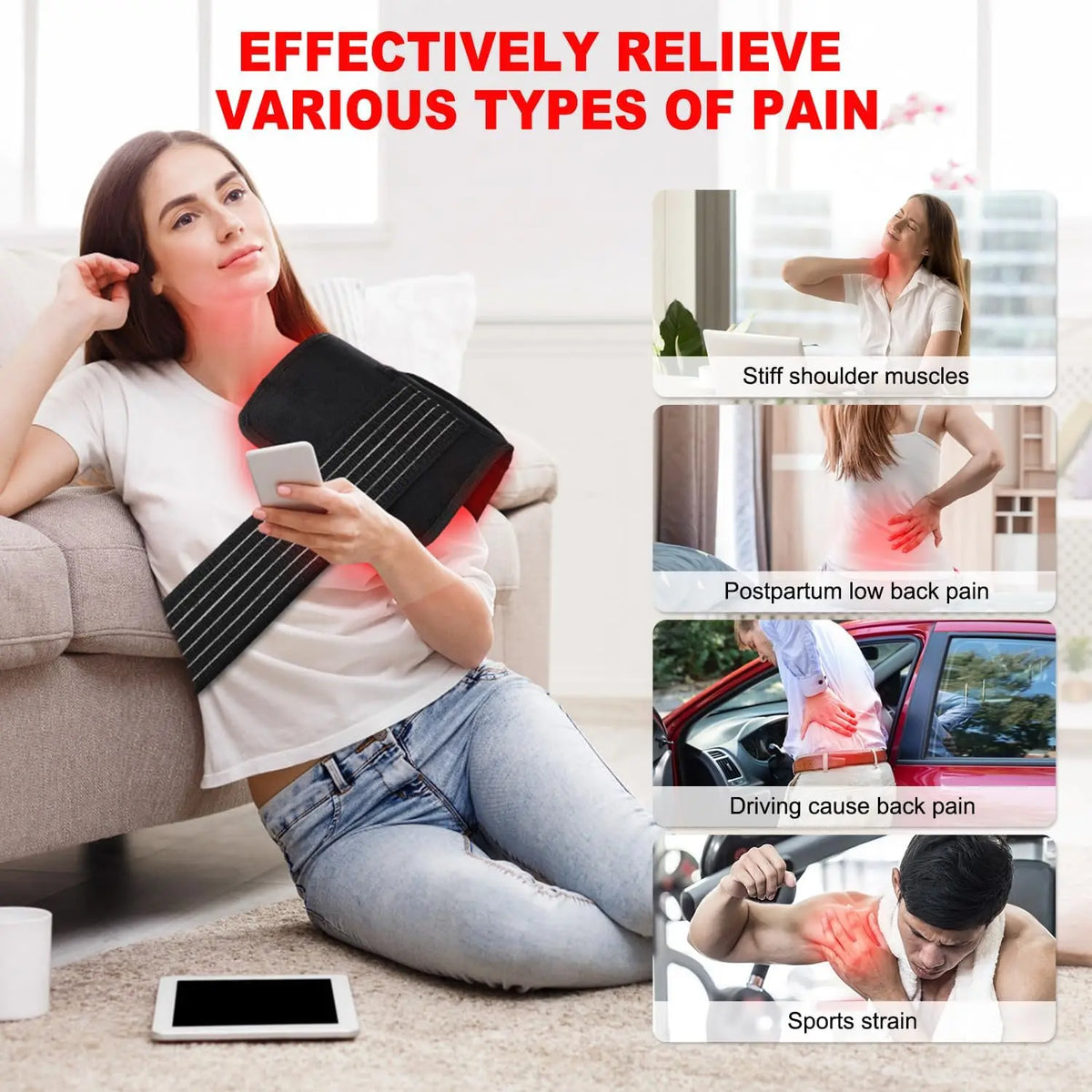 Red Light Therapy Pad for Full Body,large Dual Chip 360 LEDs 660&850nm Infrared Light Therapy Belt for Back Waist Joint Recovery