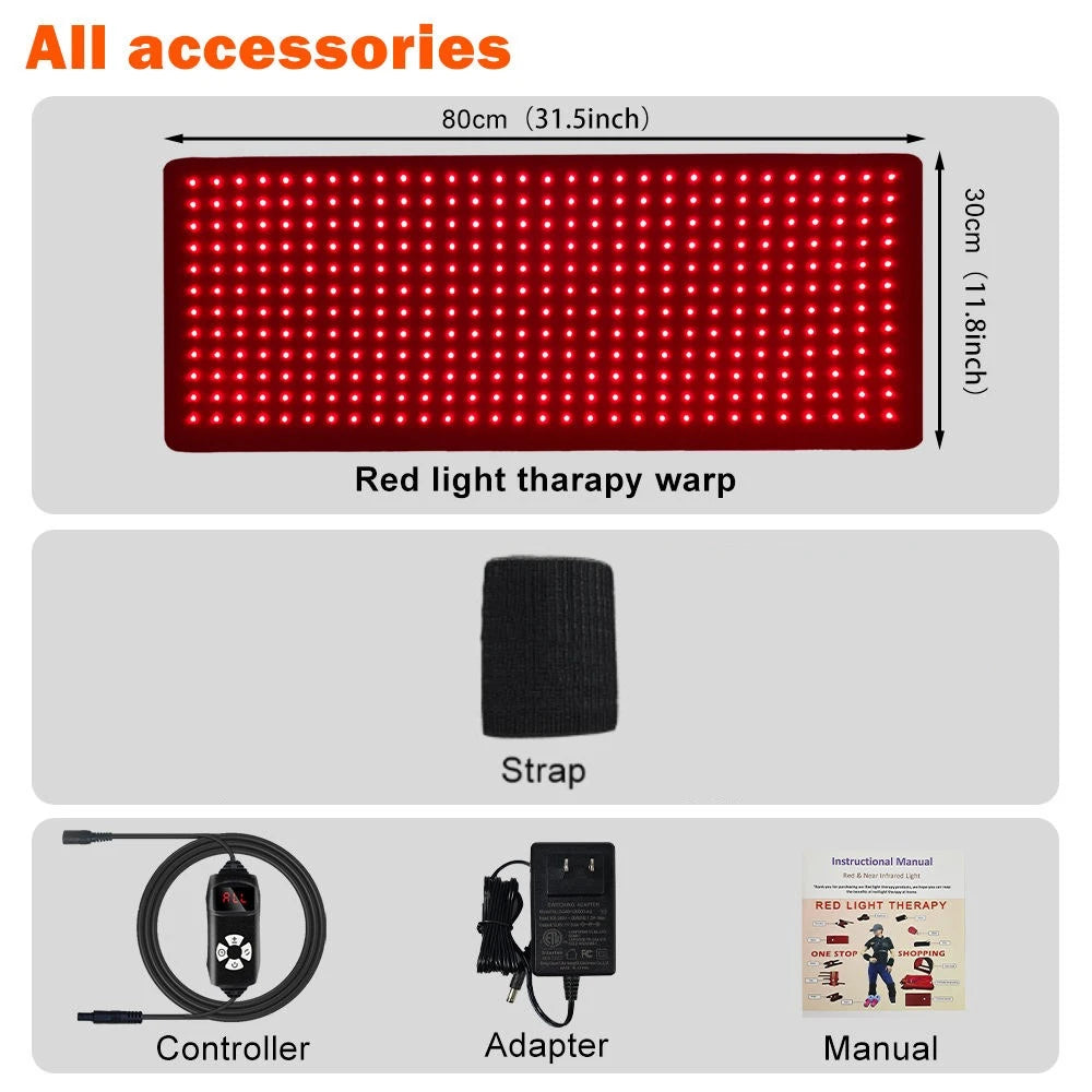 Red Light Therapy Pad for Full Body,large Dual Chip 360 LEDs 660&850nm Infrared Light Therapy Belt for Back Waist Joint Recovery